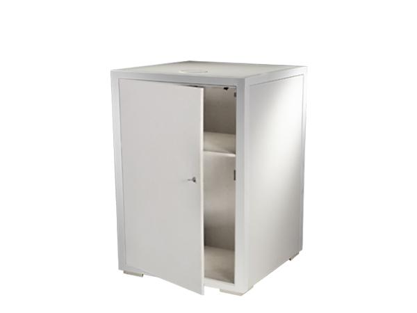 Powered Locking Pedestal, White, 36" -- Trade Show Rental Furniture