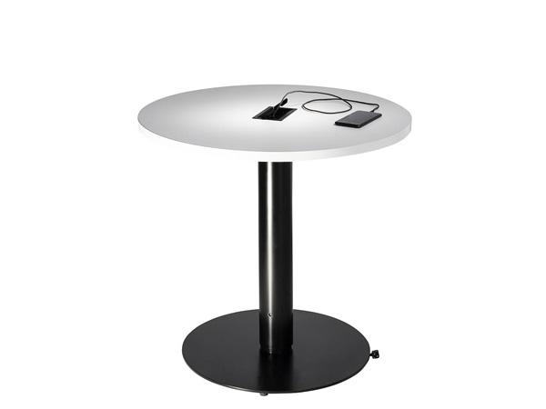 30" Powered Round Cafe Table w/ Standard Black Base (CEAC-033)
 -- Trade Show Furniture Rental